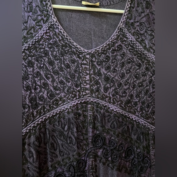 Magic Purple Rayon Dress Embroidered Free Size Maxi Dress Tie Up Back - Picture 5 of 9